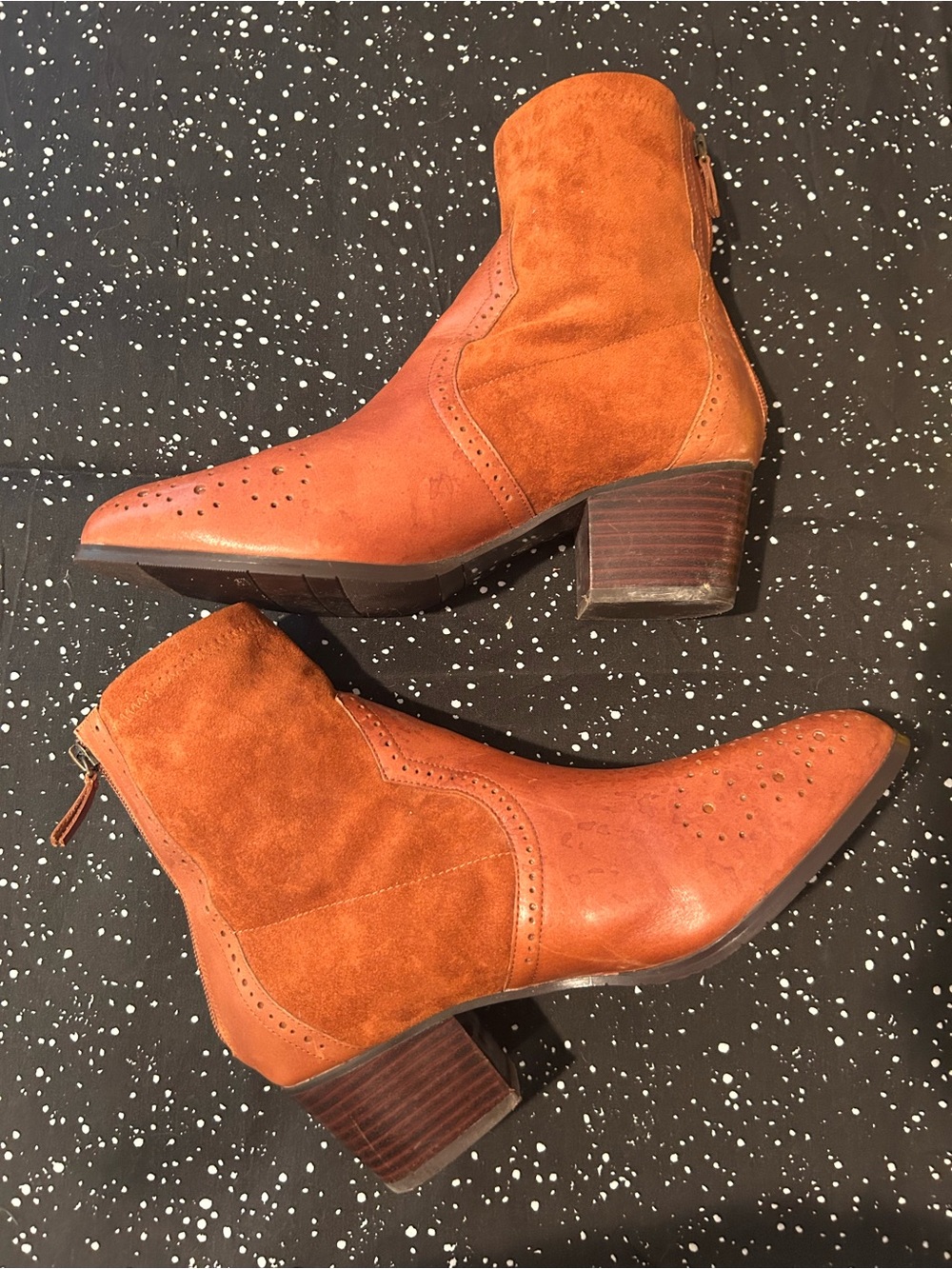 Tan Leather Western Ankle Boots